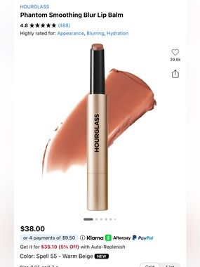 Hourglass phantom smoothing blur lip balm